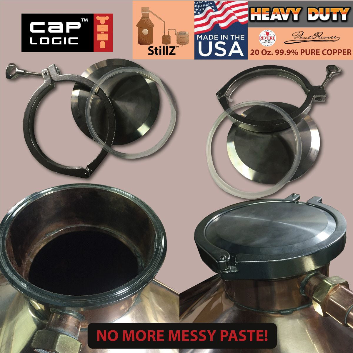 6" CapLogic Instant-Sealing Cap Upgrade (10-50 Gallon Stills)